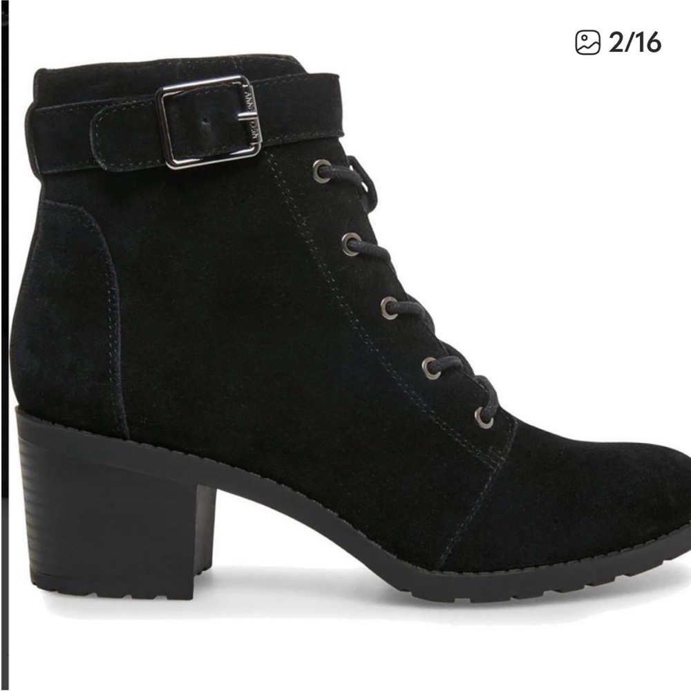 Anne Klein • Black • Suede • Kalex • iFlex • Lace Up • Combat Boots • NWT no box